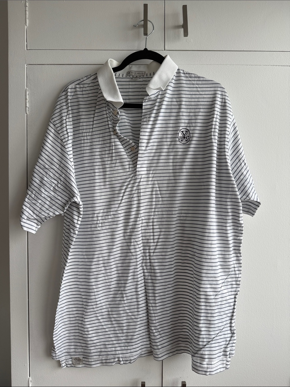 Peter Millar Blue and White Striped Polo Shirt